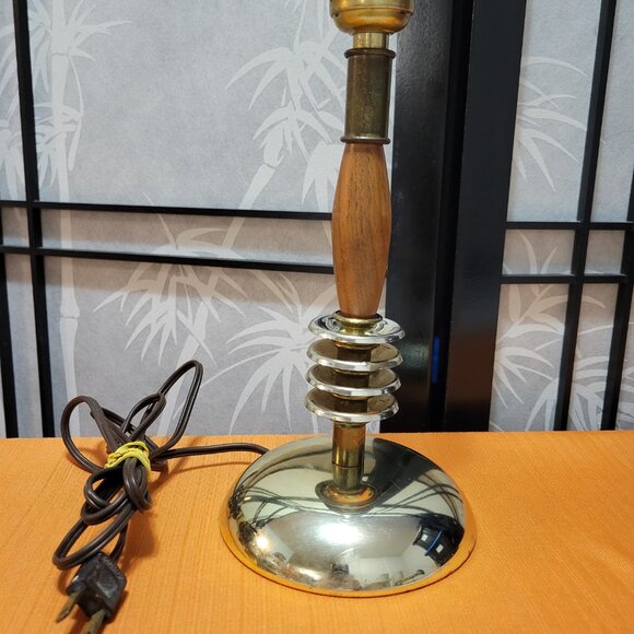 Vintage Danish Teak Wood Table Bedside Lamp - Space Age Atomic Jetsons - Picture 2 of 3